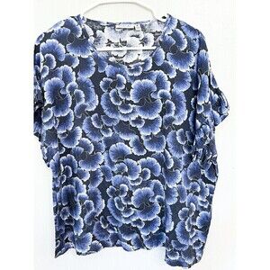 Masai Oversized Boxy Viscose Top Floral Print Lagenlook Tunic Relaxed Size Large